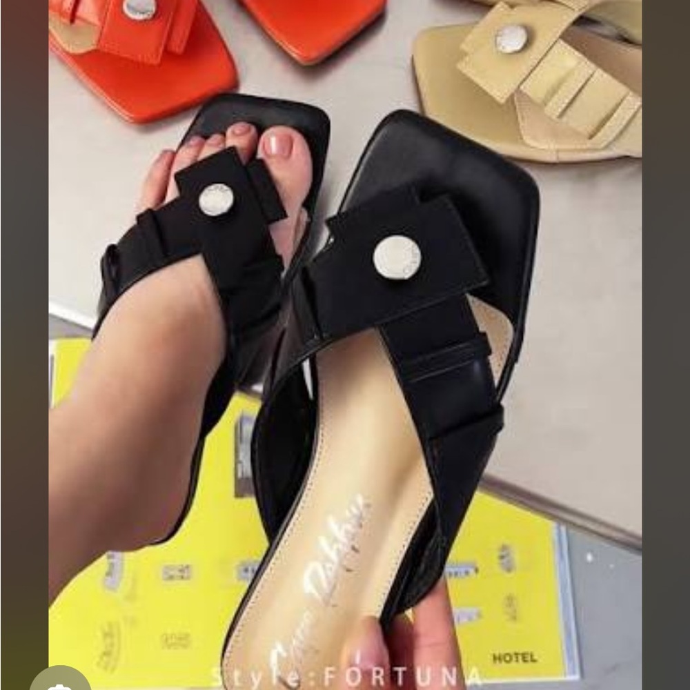 Cape Robbin Black Bow Slide Sandals with Silver Accent